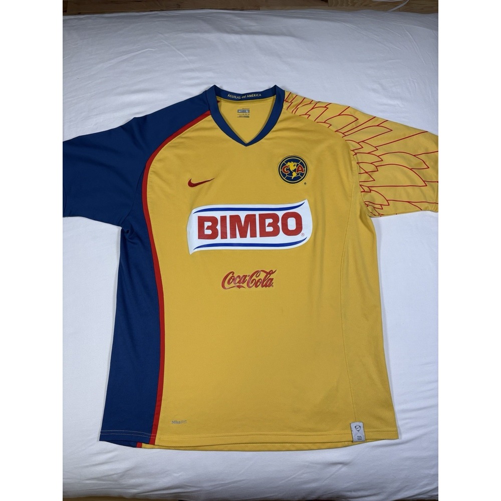 Vintage Nike Club America Home Jersey 2007 2008 Mens Large Yellow Bimbo L